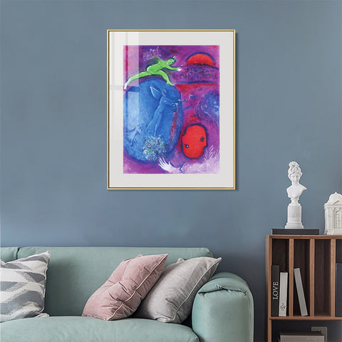 INVIN ART Mental Framed Canvas Giclee Print Art Angel tone by Marc Chagall Wall Art Living Room Home Office Decorations