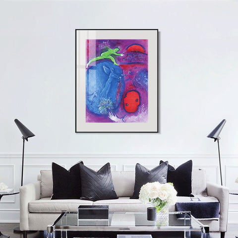 INVIN ART Mental Framed Canvas Giclee Print Art Angel tone by Marc Chagall Wall Art Living Room Home Office Decorations