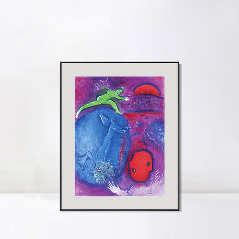 INVIN ART Mental Framed Canvas Giclee Print Art Angel tone by Marc Chagall Wall Art Living Room Home Office Decorations