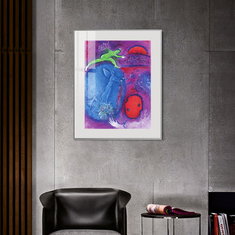 INVIN ART Mental Framed Canvas Giclee Print Art Angel tone by Marc Chagall Wall Art Living Room Home Office Decorations