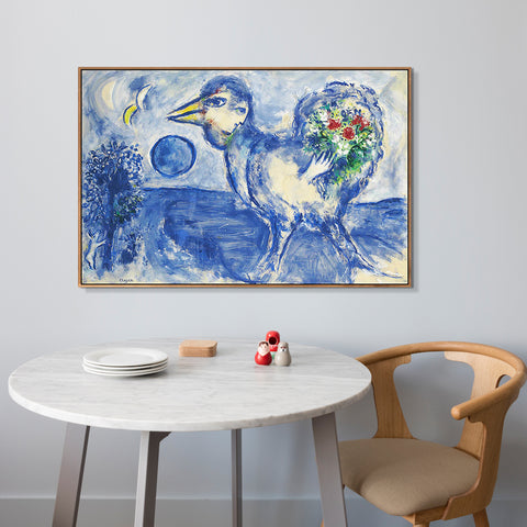 INVIN ART Framed Canvas Giclee Print Art Bird by Marc Chagall Wall Art Living Room Home Office Decorations