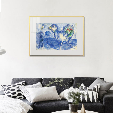 INVIN ART Mental Framed Canvas Giclee Print Art Bird by Marc Chagall Wall Art Living Room Home Office Decorations