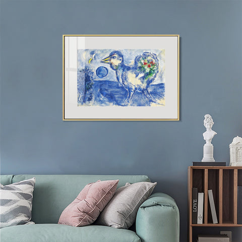 INVIN ART Mental Framed Canvas Giclee Print Art Bird by Marc Chagall Wall Art Living Room Home Office Decorations