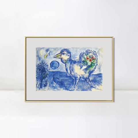 INVIN ART Mental Framed Canvas Giclee Print Art Bird by Marc Chagall Wall Art Living Room Home Office Decorations