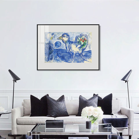 INVIN ART Mental Framed Canvas Giclee Print Art Bird by Marc Chagall Wall Art Living Room Home Office Decorations