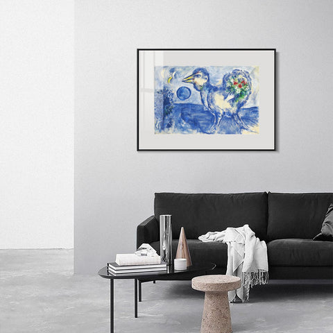 INVIN ART Mental Framed Canvas Giclee Print Art Bird by Marc Chagall Wall Art Living Room Home Office Decorations