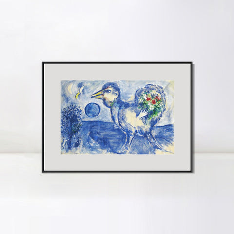 INVIN ART Mental Framed Canvas Giclee Print Art Bird by Marc Chagall Wall Art Living Room Home Office Decorations