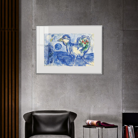 INVIN ART Mental Framed Canvas Giclee Print Art Bird by Marc Chagall Wall Art Living Room Home Office Decorations
