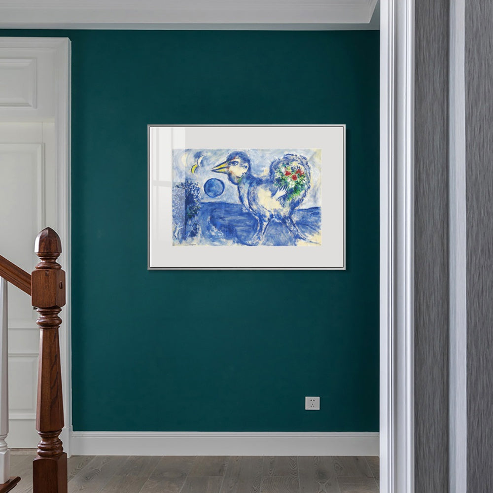 INVIN ART Mental Framed Canvas Giclee Print Art Bird by Marc Chagall Wall Art Living Room Home Office Decorations