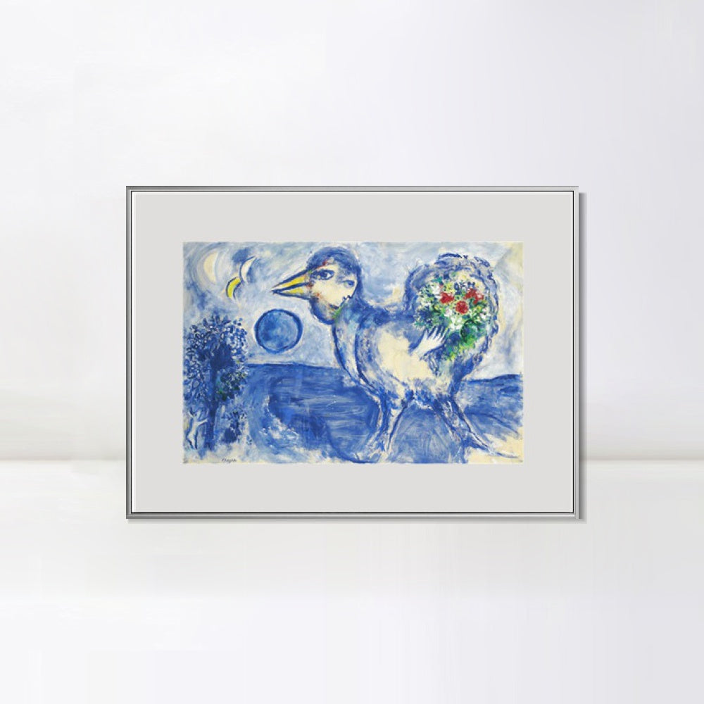 INVIN ART Mental Framed Canvas Giclee Print Art Bird by Marc Chagall Wall Art Living Room Home Office Decorations