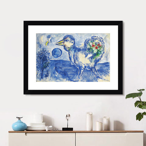 INVIN ART Framed Canvas Giclee Print Art Bird by Marc Chagall Wall Art Living Room Home Office Decorations