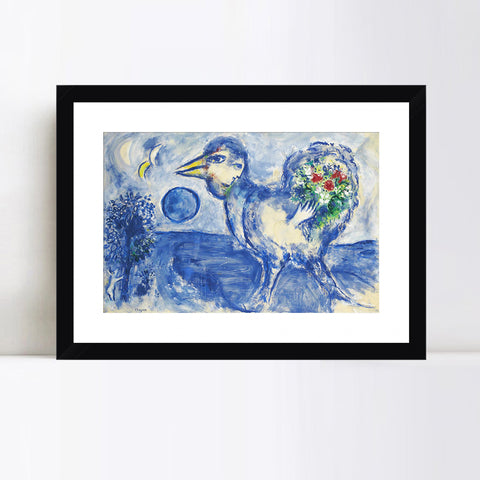 INVIN ART Framed Canvas Giclee Print Art Bird by Marc Chagall Wall Art Living Room Home Office Decorations