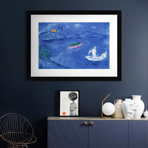 INVIN ART Framed Canvas Giclee Print Art Boating on the River by Marc Chagall Wall Art Living Room Home Office Decorations