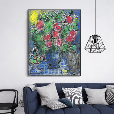 INVIN ART Framed Canvas Giclee Print Art Flower#19 by Marc Chagall Wall Art Living Room Home Office Decorations