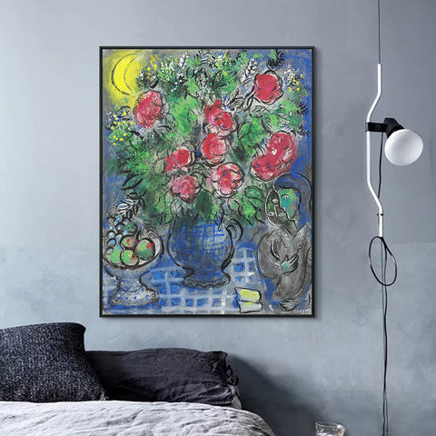 INVIN ART Framed Canvas Giclee Print Art Flower#19 by Marc Chagall Wall Art Living Room Home Office Decorations