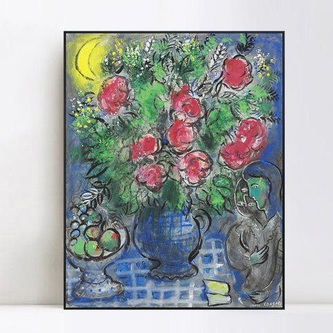 INVIN ART Framed Canvas Giclee Print Art Flower#19 by Marc Chagall Wall Art Living Room Home Office Decorations
