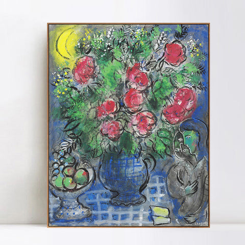 INVIN ART Framed Canvas Giclee Print Art Flower#19 by Marc Chagall Wall Art Living Room Home Office Decorations