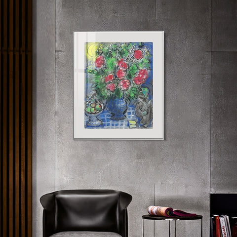 INVIN ART Mental Framed Canvas Giclee Print Art Flower 19 by Marc Chagall Wall Art Living Room Home Office Decorations