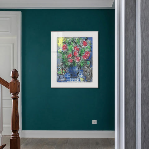 INVIN ART Mental Framed Canvas Giclee Print Art Flower 19 by Marc Chagall Wall Art Living Room Home Office Decorations