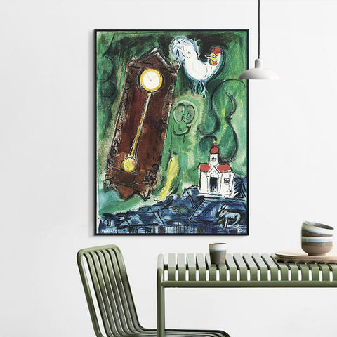 INVIN ART Framed Canvas Giclee Print Art Crow by Marc Chagall Wall Art Living Room Home Office Decorations