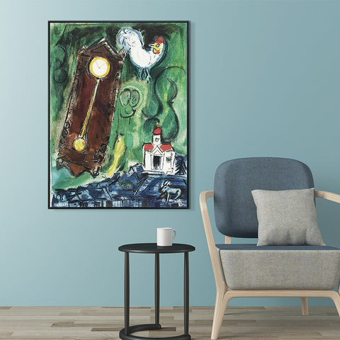 INVIN ART Framed Canvas Giclee Print Art Crow by Marc Chagall Wall Art Living Room Home Office Decorations