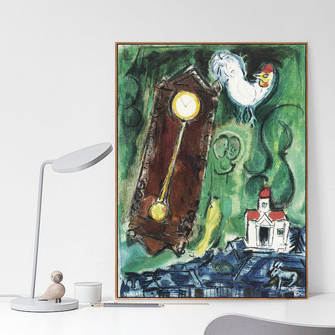 INVIN ART Framed Canvas Giclee Print Art Crow by Marc Chagall Wall Art Living Room Home Office Decorations