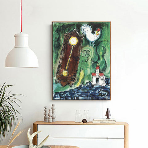 INVIN ART Framed Canvas Giclee Print Art Crow by Marc Chagall Wall Art Living Room Home Office Decorations