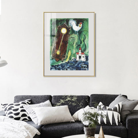 INVIN ART Mental Framed Canvas Giclee Print Art Crow by Marc Chagall Wall Art Living Room Home Office Decorations