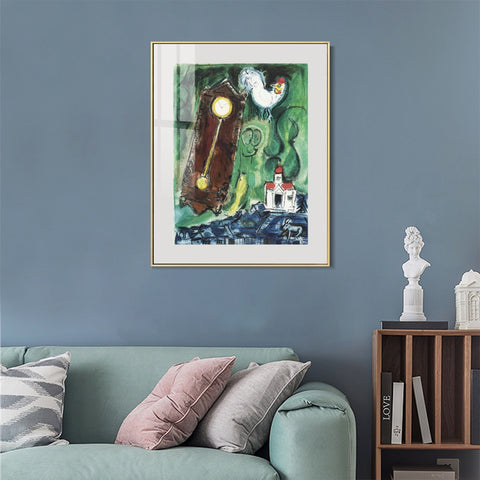 INVIN ART Mental Framed Canvas Giclee Print Art Crow by Marc Chagall Wall Art Living Room Home Office Decorations