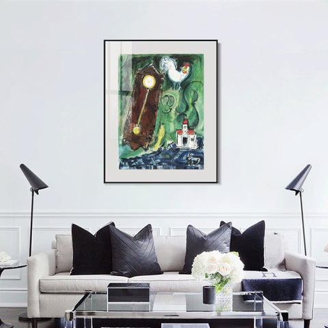 INVIN ART Mental Framed Canvas Giclee Print Art Crow by Marc Chagall Wall Art Living Room Home Office Decorations