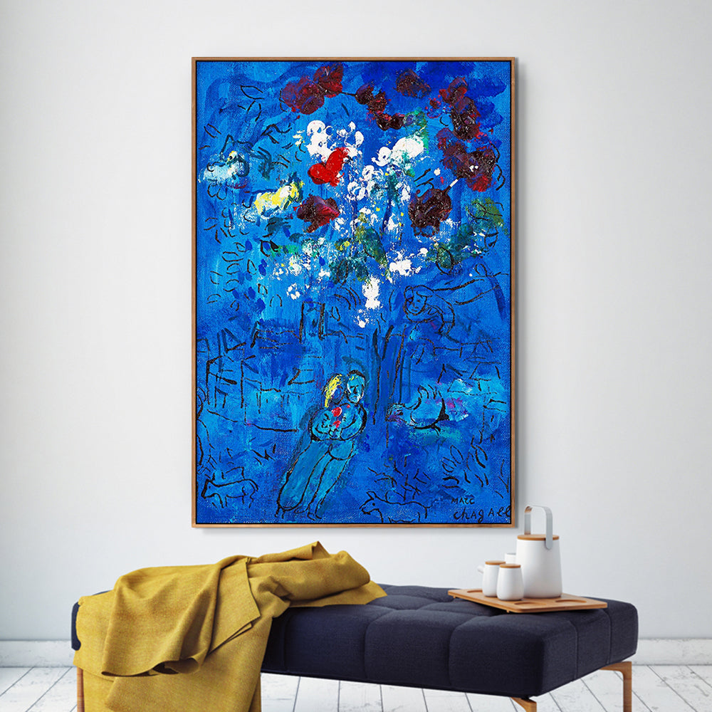 INVIN ART Framed Canvas Giclee Print Art Le Bouquet Au Dessus De Vence Flower by Marc Chagall Wall Art