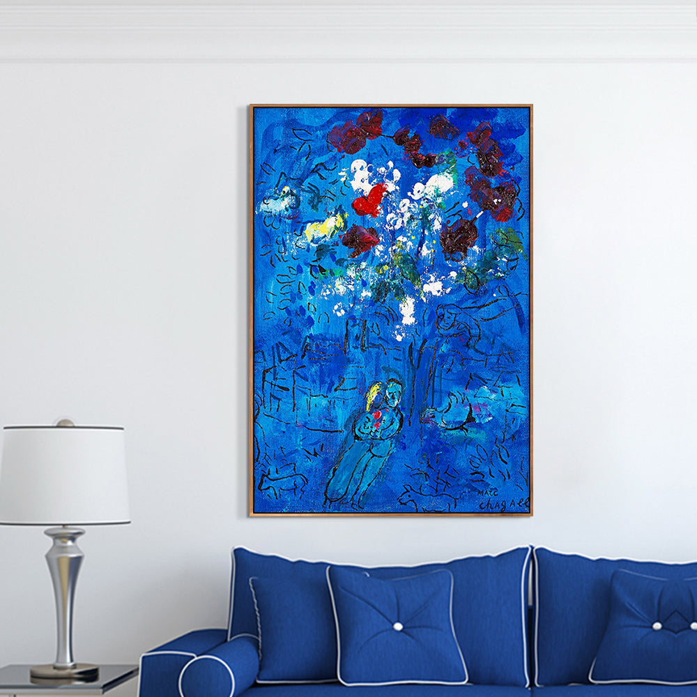 INVIN ART Framed Canvas Giclee Print Art Le Bouquet Au Dessus De Vence Flower by Marc Chagall Wall Art