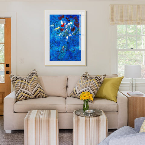 INVIN ART Mental Framed Canvas Giclee Print Art Flower by Marc Chagall Wall Art Living Room Home Office Decorations