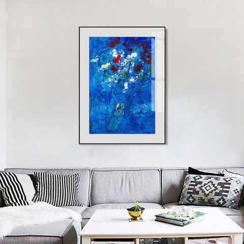 INVIN ART Mental Framed Canvas Giclee Print Art Flower by Marc Chagall Wall Art Living Room Home Office Decorations