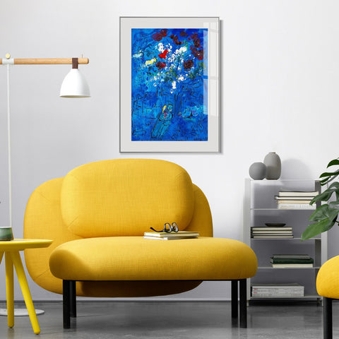 INVIN ART Mental Framed Canvas Giclee Print Art Flower by Marc Chagall Wall Art Living Room Home Office Decorations