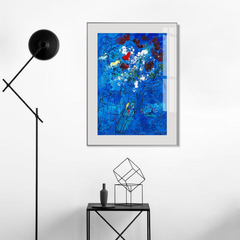 INVIN ART Mental Framed Canvas Giclee Print Art Flower by Marc Chagall Wall Art Living Room Home Office Decorations