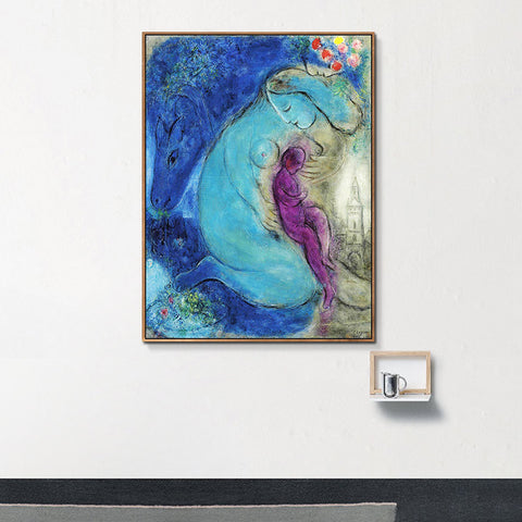 INVIN ART Framed Canvas Giclee Print Art Mother and Baby by Marc Chagall Wall Art Living Room Home Office Decorations