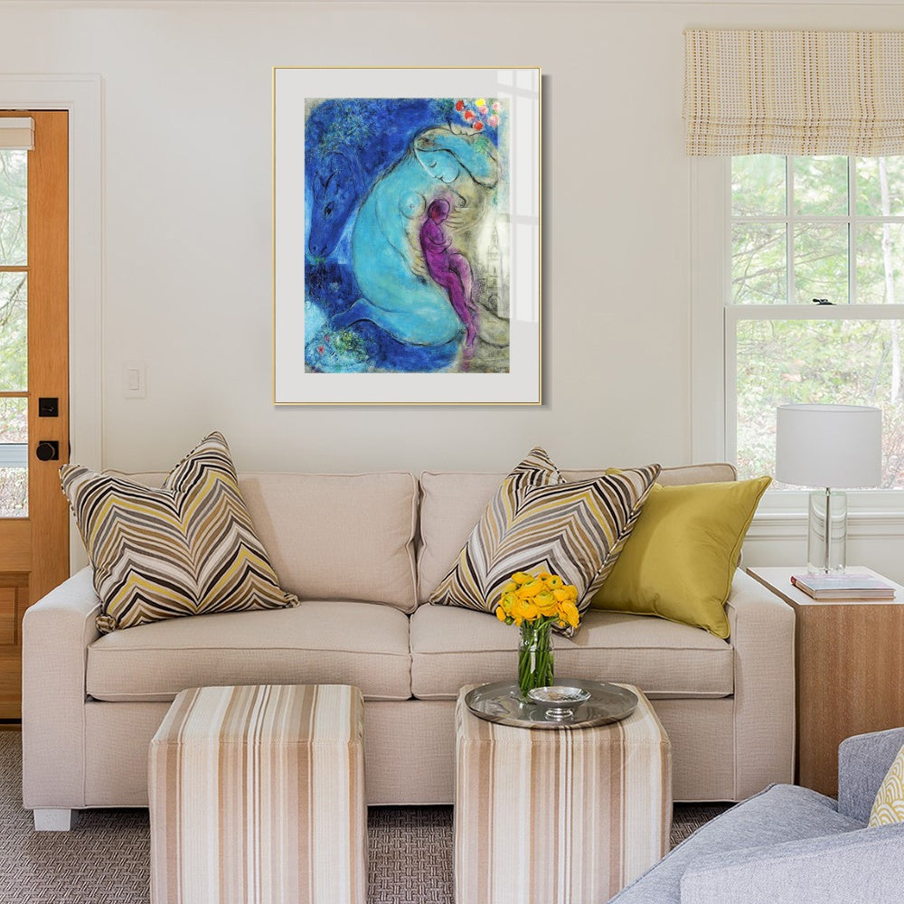 INVIN ART Mental Framed Canvas Giclee Print Art Mother and baby by Marc Chagall Wall Art Living Room Home Office Decorations