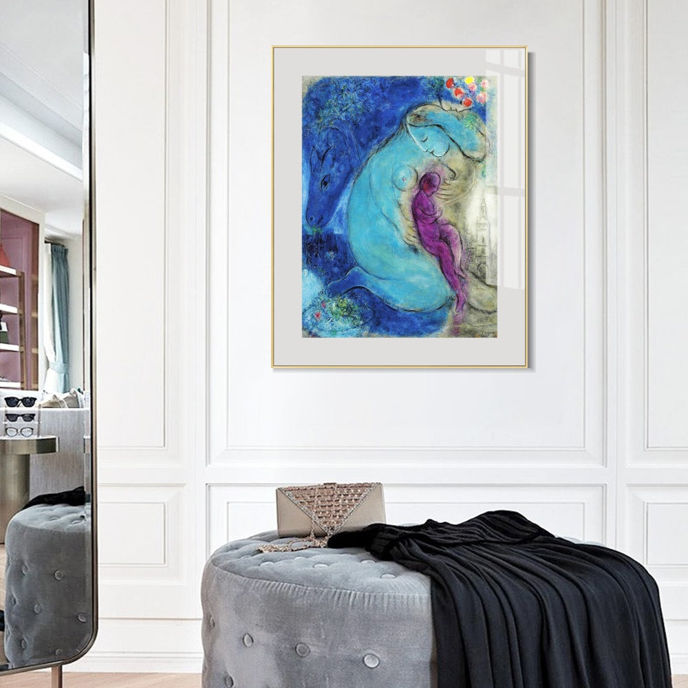 INVIN ART Mental Framed Canvas Giclee Print Art Mother and baby by Marc Chagall Wall Art Living Room Home Office Decorations