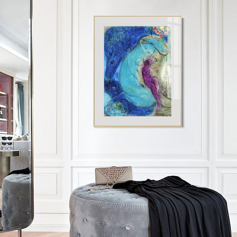 INVIN ART Mental Framed Canvas Giclee Print Art Mother and baby by Marc Chagall Wall Art Living Room Home Office Decorations