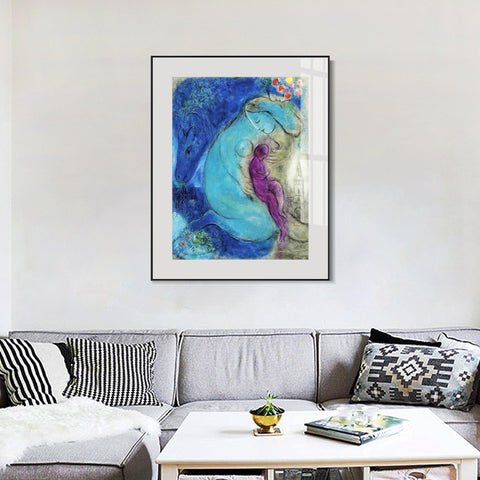 INVIN ART Mental Framed Canvas Giclee Print Art Mother and baby by Marc Chagall Wall Art Living Room Home Office Decorations