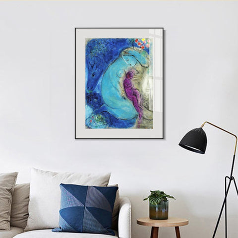 INVIN ART Mental Framed Canvas Giclee Print Art Mother and baby by Marc Chagall Wall Art Living Room Home Office Decorations