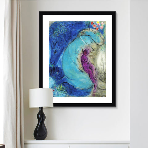 INVIN ART Framed Canvas Giclee Print Art Mother and Baby by Marc Chagall Wall Art Living Room Home Office Decorations