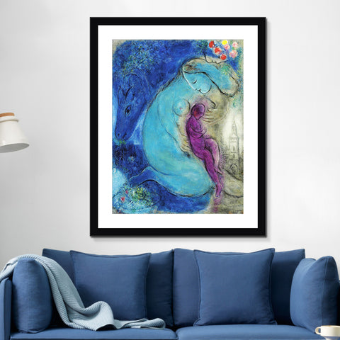 INVIN ART Framed Canvas Giclee Print Art Mother and Baby by Marc Chagall Wall Art Living Room Home Office Decorations
