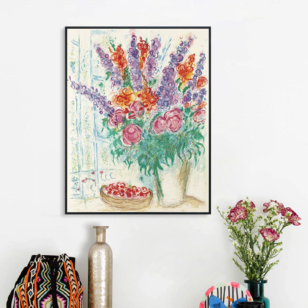 INVIN ART Framed Canvas Giclee Print Art Flower#16 by Marc Chagall Wall Art Living Room Home Office Decorations