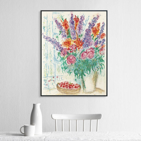 INVIN ART Framed Canvas Giclee Print Art Flower#16 by Marc Chagall Wall Art Living Room Home Office Decorations