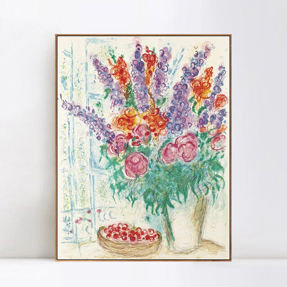 INVIN ART Framed Canvas Giclee Print Art Flower#16 by Marc Chagall Wall Art Living Room Home Office Decorations