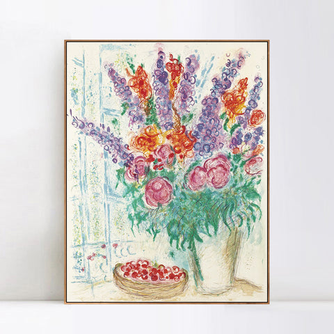 INVIN ART Framed Canvas Giclee Print Art Flower#16 by Marc Chagall Wall Art Living Room Home Office Decorations