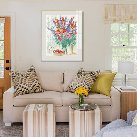 INVIN ART Mental Framed Canvas Giclee Print Art Flower #78 by Marc Chagall Wall Art Living Room Home Office Decorations