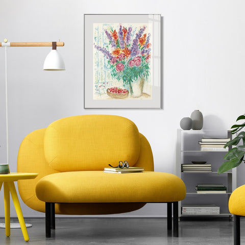 INVIN ART Mental Framed Canvas Giclee Print Art Flower #78 by Marc Chagall Wall Art Living Room Home Office Decorations